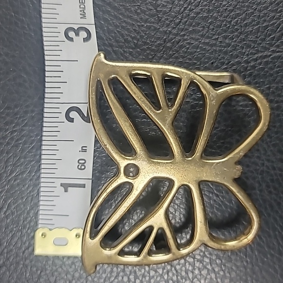 Vintage brass metal butterfly belt buckle - Picture 3 of 4